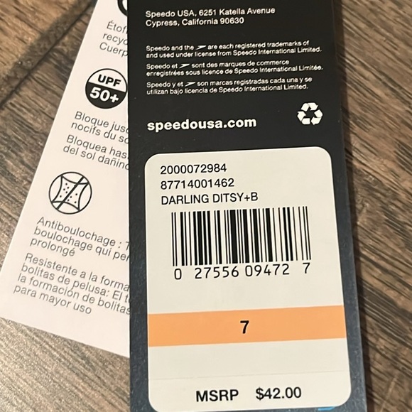 NEW Speedo Girl's Swimsuit One-Piece Mesh Splice Thick Strap, Darling Ditsy Cyan - Picture 8 of 13